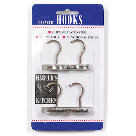 Harold Import Co Harold's Kitchen Silver Steel Magnetic Hooks, PK4 43103